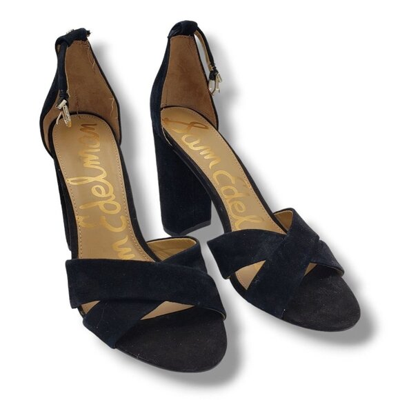 Sam Edelman Yancy Sandals Womens 9 Black Suede Block Heel - Picture 5 of 10